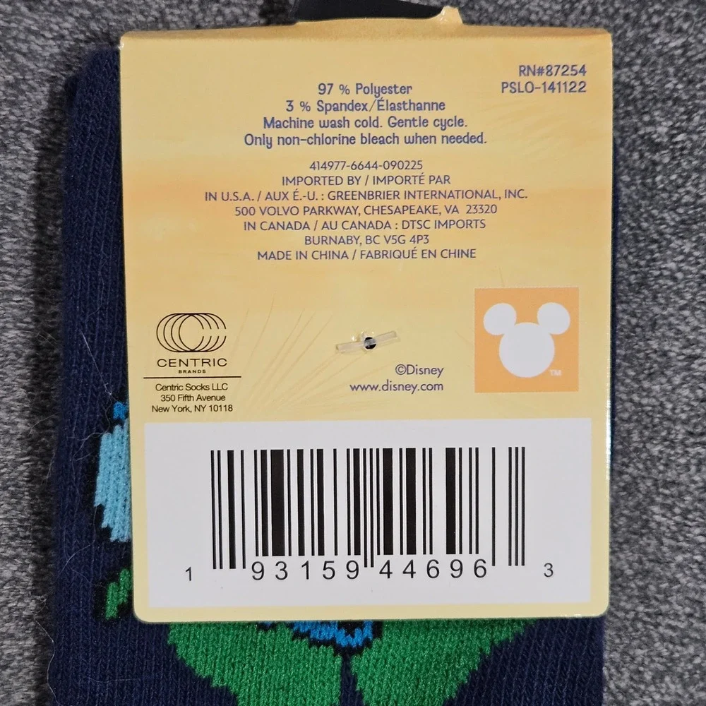 Disney Stitch‎ Kids Crew Socks St Patricks Day Lucky You Navy Blue Size 10-4 NEW